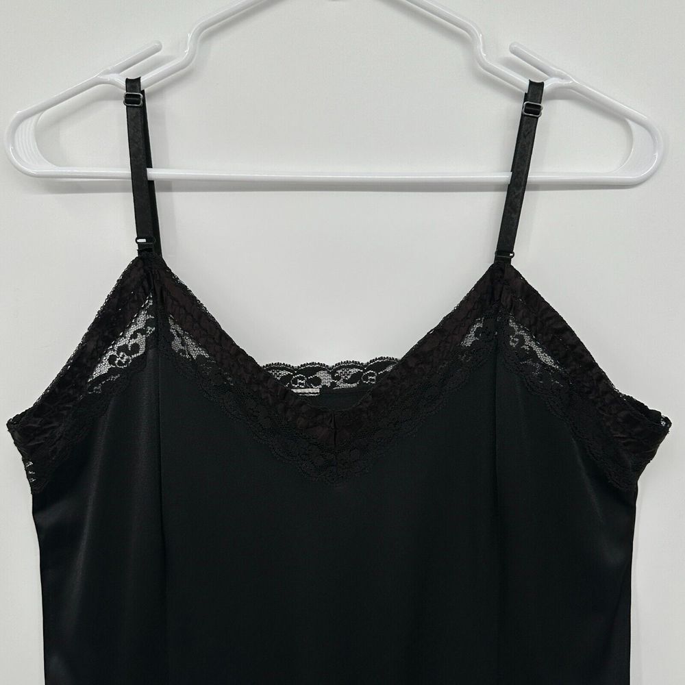 Vintage‎ Black Midi Slip Dress 39" Bust L XL Silky Stretch Adjustable Whimsigoth - Picture 4 of 8